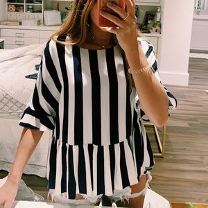 Zara TRF collection striped blouse